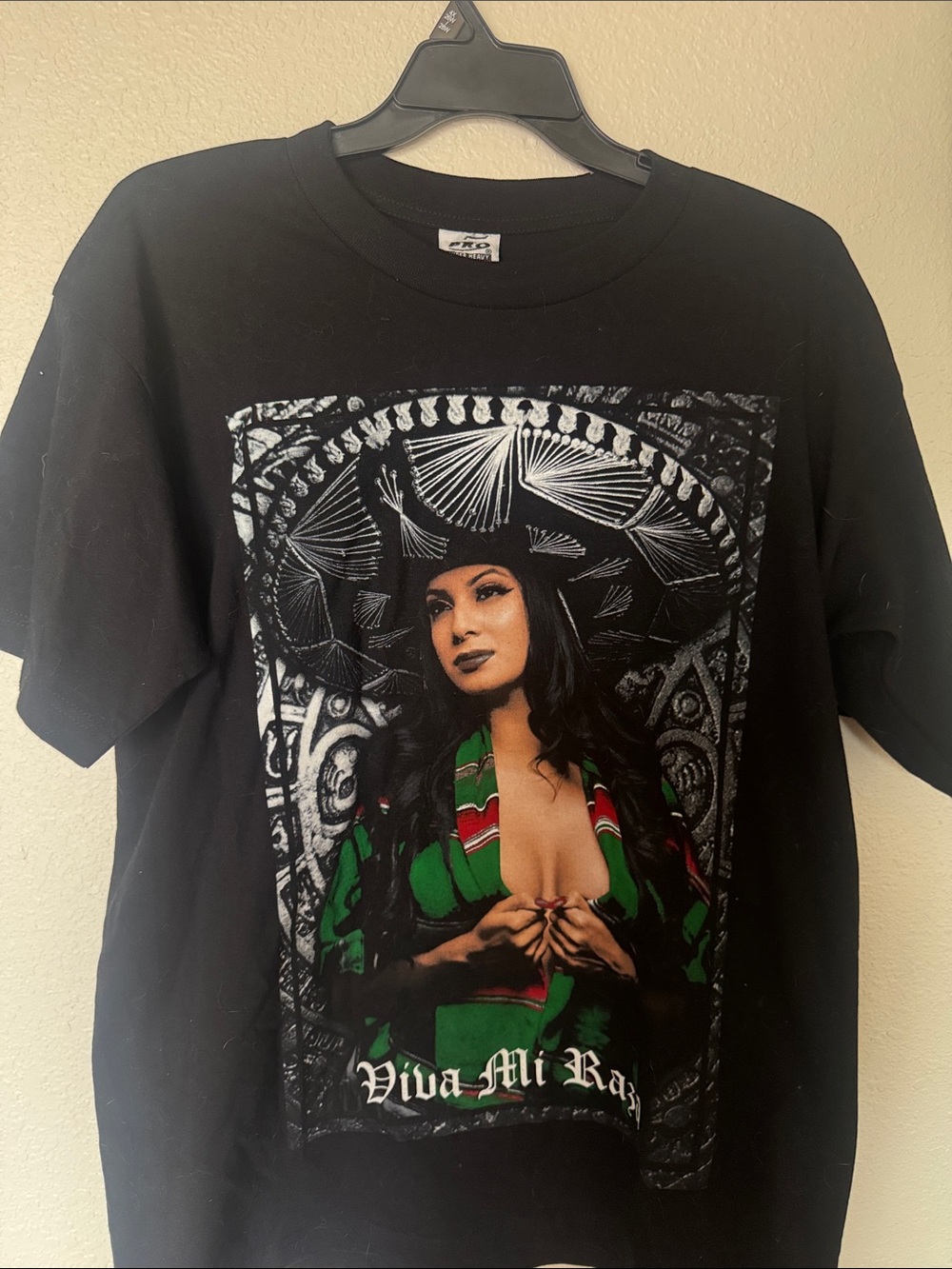 Black Graphic Short Sleeve Tee with Green Accent